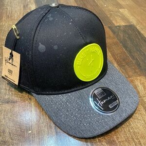 Black and Gray adjustable SnapBack Cap with lime green Patch